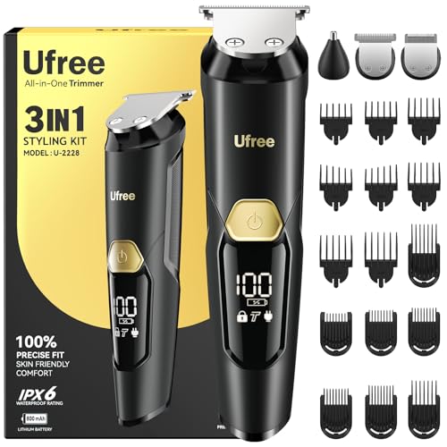 Ufree 3-in-1 Beard Trimmer for Men, IPX6 Waterproof Electric Razor