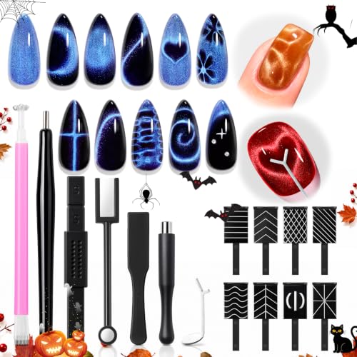 modelones Cat Eye Magnet 15PCS for Magnetic Gel Nail Art - DIY Halloween Effect