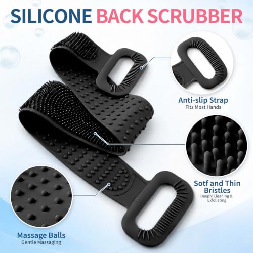 36" Extendable Silicone Back Scrubber with Dual Massage Sides