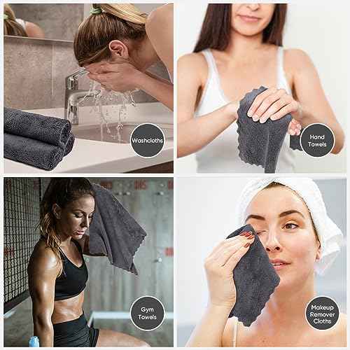 Orighty Makeup Remover Cloths, Cleansing, Reusable, Soft & Washable Coral Fleece Microfiber Washcloths/Towel for Face, Eye, Lips, Pack of 48, 12 x 12 inch (Grey)
