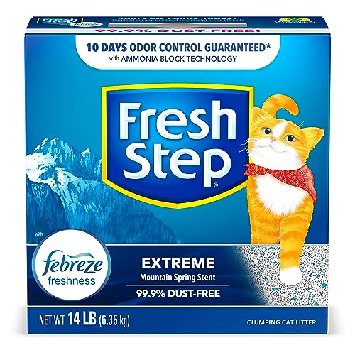 Fresh Step Clumping Cat Litter, Extreme, Long Lasting Odor Control Kitty Litter with Activated Charcoal, Low Dust Formula, 14 lb