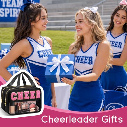 Cheer Makeup Bag with Chenille Letters - Waterproof Travel Organizer