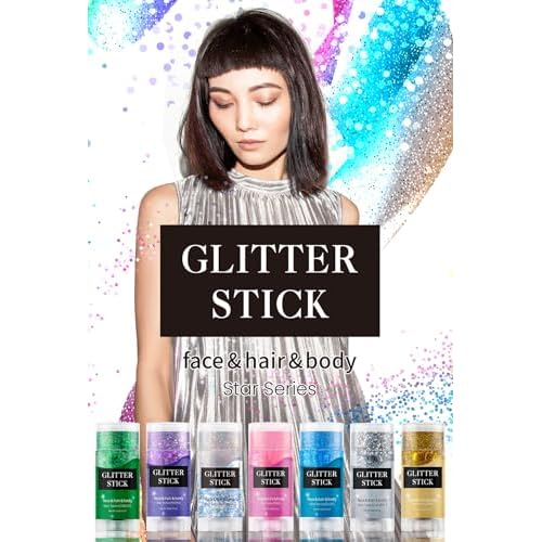 Face and Body Glitter Stick, Singer Concert Music Rave Face Body Sequins Glitter Stick for Women Face/Body/Hair/Eyes/Lip Glitter Makeup. (Pink)