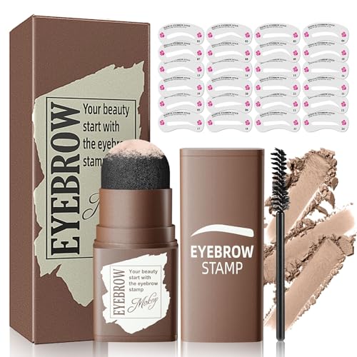Eyebrow Stamp Kit with 24 Reusable Stencils & Brush