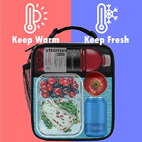 OPUX Premium Insulated Lunch Box, Soft School Lunch Bag for Kids Boys Girls, Leakproof Small Lunch Pail Men Women Work, Reusable Compact Cooler Tote Lunchbox for Office Adult, Turquoise