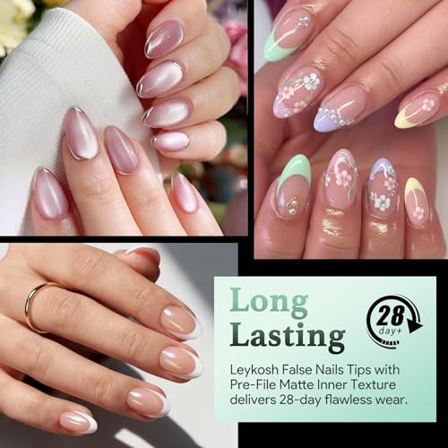 LEYKOSH Almond Nail Tips - 216pc Short Press On Nails Kit