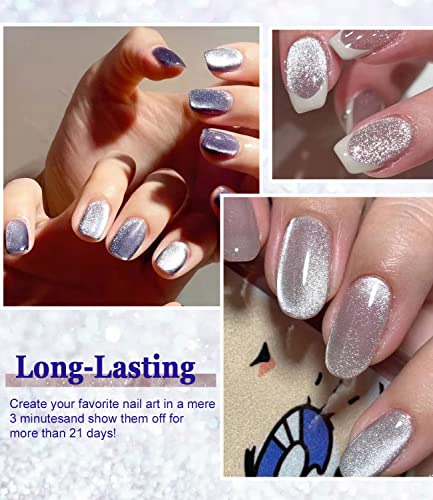 15ml Soak Off 9D Wide Cat Eye Gel Nail Polish Bright Silver UV Magnetic Gel Polish Enamel Lacquer Glitter Velvet Nail Art Varnish