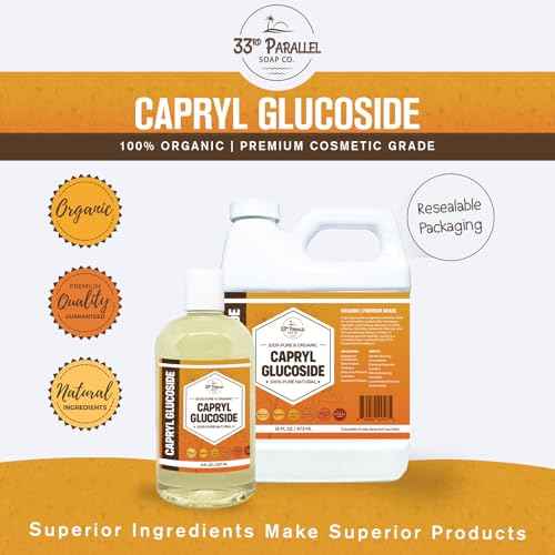 Capryl Glucoside Liquid Surfactant (16 oz) - Caprylyl Natural, Plant Derived, DIY Skin Care - Facial Cleansers, Body Washes, Shower Gels, Foaming, Body Soap, Shampoos, 16 ounce