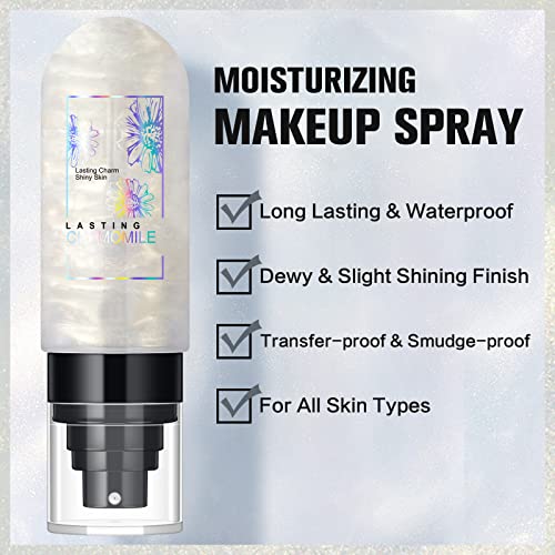Dewy Makeup Setting Spray Shimmer Glow Finish Hydrating Illuminating Finishing Spray for face Lightweight Long Lasting Make Up Fixing Hydrate Skin for a Bright Look 3.15 Fl Oz