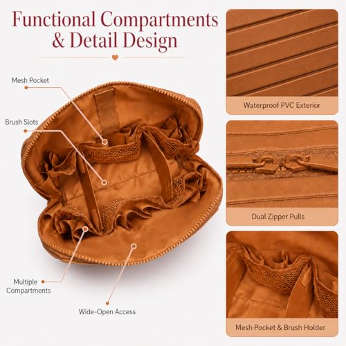 Travel Makeup Bag with Stand-Up Design, 27 Pockets