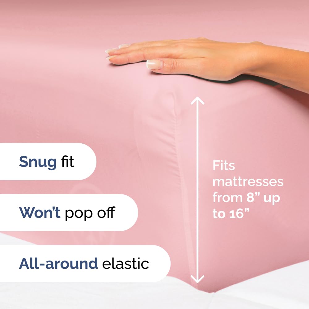 Twin 4 Piece Sheet Set - Breathable & Cooling Bed Sheets - Hotel Luxury Bed Sheets for Women, Men, Kids & Teens - Bedding w/ Deep Pockets & Easy Fit - Soft & Wrinkle Free - Twin Baby Pink Sheets