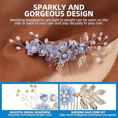5-Piece Bridal Hair Comb & Clip Set with Rhinestones