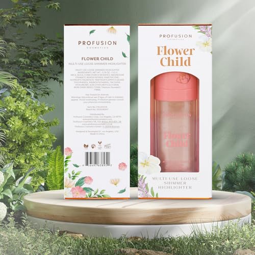 Profusion Cosmetics Flower Child Face and Body Highlighter - Non Sticky Buildable Luminizer Two Shade Kit with Applicator Sponge, Lightweight, Vegan & Cruelty?Free Makeup (Bronze Gold)