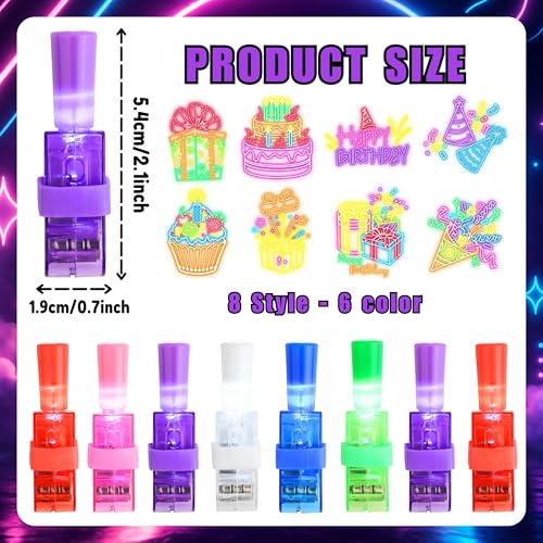 Neon Party Favors Set – 24 LED Finger Lights & 48 Tattoos