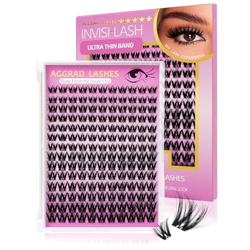 Flora Lash Clusters Kit Short 8-14mm Wispy Eyelashes Cluster Extension Kit D Curl Individual DIY False Lash Extension Spiky Cat Eye Lashes Fake Eyelashes Clusters with 0.03mm Ultra-Thin Wide Band
