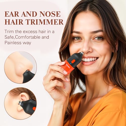 2-in-1 Facial Hair Remover & Nose Trimmer for Women and Men ? USB-C Rechargeable Mini Electric Shaver, Waterproof, Dual-Edge Stainless Steel Blades, Painless Hair Removal for Face, Nose, and Body