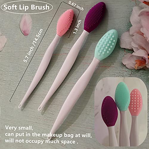 3 Pcs Lip Scrub Brush Set - Silicone Exfoliating Lip & Face Cleansers - Lightening