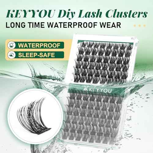 Lash Clusters,96 Pcs Cluster Lashes D Curl 10-18MIX DIY Lash Extensions Eyelash Clusters,KEYYOU Volume Wispy Individual Lashes Soft&Comfortable Easy DIY at Home(Y01,D-10-18MIX)