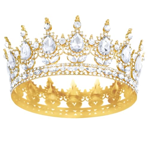 Gold Rhinestone Crown Tiara for Women - Royal Princess Wedding Accessory
