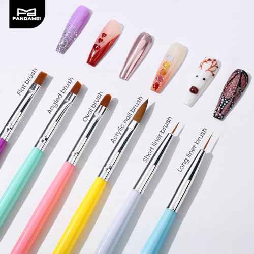 FANDAMEI Nail Tools Kit, 6PCS Nail Brushes for Nail Art, 1PCS Resin Nail Polish Palette, 1PCS Nail Clean Up Brushes, 5PCS Dotting Pen Nail Design Tools, Nail Polish Mixing Palette Nail Art Tools