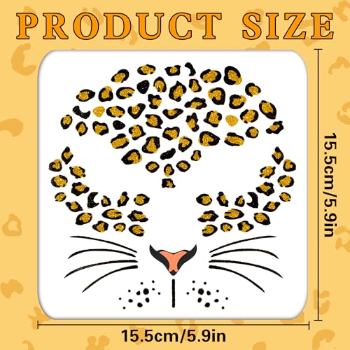 Glitter Leopard Face Tattoos - Cheetah Costume Stickers