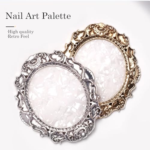 Nail Art Palette, 2 Pcs Resin Mixing Plate with Copper Edge