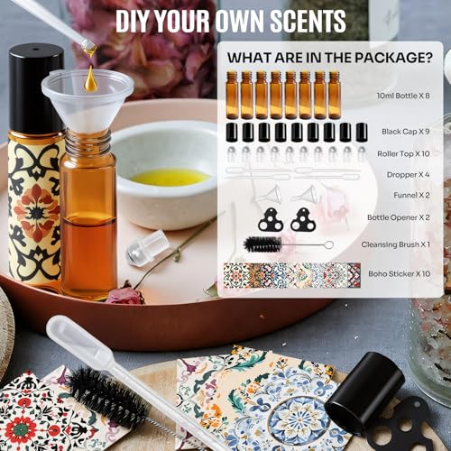 Essential Oil Roller Bottles 10ml Glass 8-Pack - Refillable