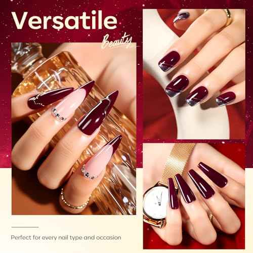 Makartt Dark Red Burgundy Gel Polish: 15ml Maroon Red Gel Nail Polish Fall Winter Soak Off UV LED Lamp Art Manicure Salon DIY Home Intense Color Gifts for Women Crimson Luxe