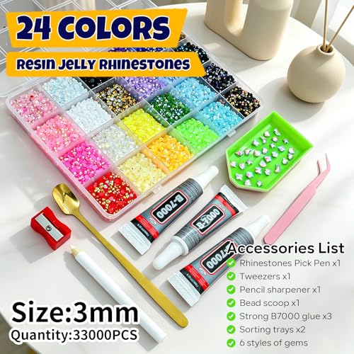 Velmoritha 33,000 Pcs Rhinestone Bedazzling Kit with Tools