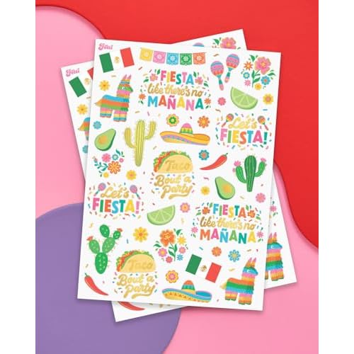xo, Fetti Fiesta Party Supplies Metallic Tattoos - 52 styles | Cinco De Mayo Decorations, Final Fiesta Bachelorette + Mexican Decor