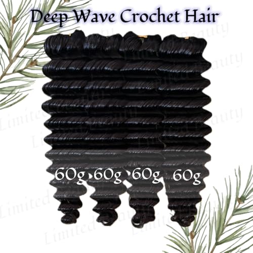 Deep Wave Crochet Hair Extensions 14" 120g Human Hair