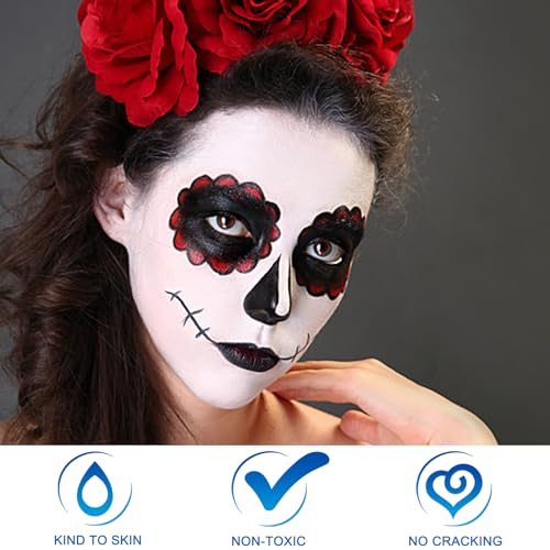 MEICOLY 6Pcs Halloween Makeup Kit,Black White Face Paint Clown White Makeup,Classic Pro Oil Based Face Body Paint for Adults and Kids, SFX Joker Zombie Vampire Skull Skeleton Cosplay,100g/3.53 oz