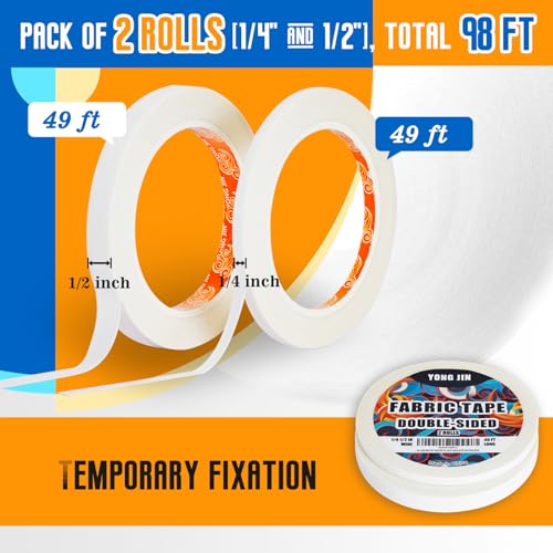 YONGJIN Double-Sided Fabric Tape - 2 Rolls for Quick Repairs