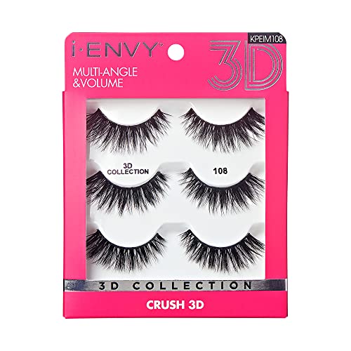 iEnvy False Eyelashes 3 Pairs Fluffy and Natural Multiangle and Volume Faux Mink Lashes (08)