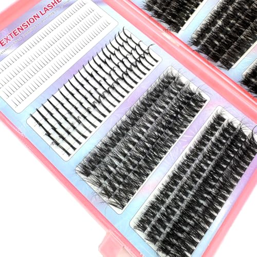 HBZGTLAD Spikes Lashes & Bottom Lashes Mix Clusters Extension Individual Lashes Cluster DIY Manga Volume Eyelash Clusters Fairy Eyelashes (32rows-jiemaoding-D Curl)