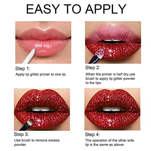 KYDA Glitter Lip Kit - 3 Colors Diamond Metallic Powder