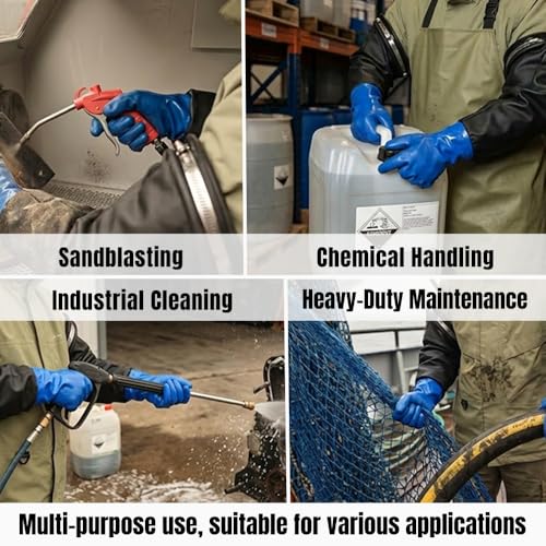 24.5-Inch Sandblasting Gloves Rubber Protective Hand & Arm Safety Gear