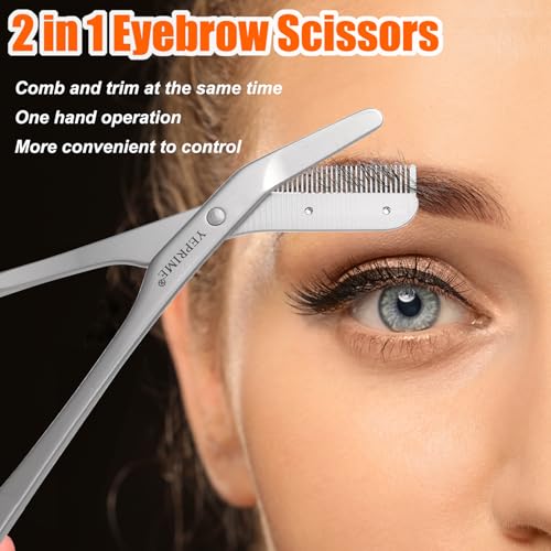 Eyebrow Trimming Scissors with Comb, Stainless Steel