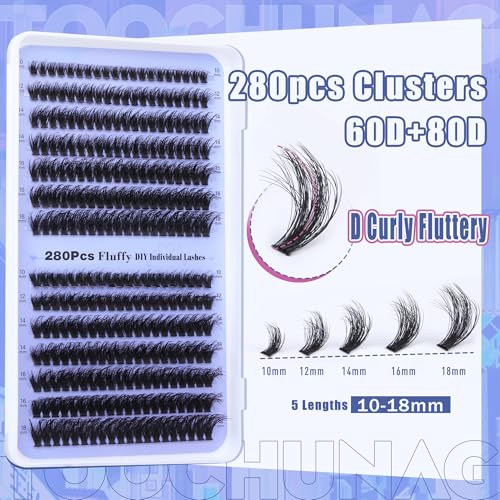 Fluff Lash Clusters 60D+80D Wispy Eyelash Extensions 10-18mm