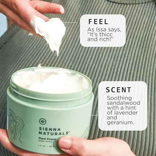 Sienna Naturals - Plant Power Repair Mask - Deep Conditioner for Damaged & Dry Hair - Strengthens, Hydrates & Repairs with Baobab Protein & Coconut Oil - Clean, Vegan Formula - 8 fl oz