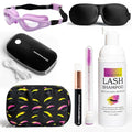 Lash Shampoo Kit ? Premium Lash Extension Cleaning Kit & Care Set with Fan, Brush, Oil-Free Eyelash Cleanser, Goggles for Shower & Sleep Mask - Lash Bath Kit & Aftercare System