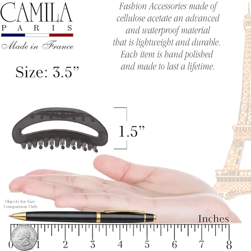 Camila Paris CP3124 Gray 3.5-Inch Large French Hair Claw Clip for Thick & Fine Hair
