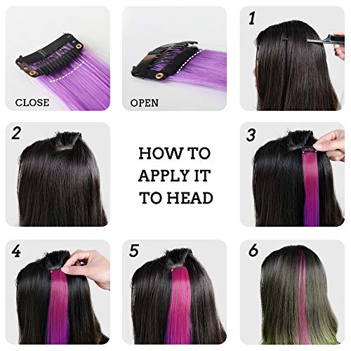32-Pack Colored Clip-In Hair Extensions - 20 Inch Straight Synthetic