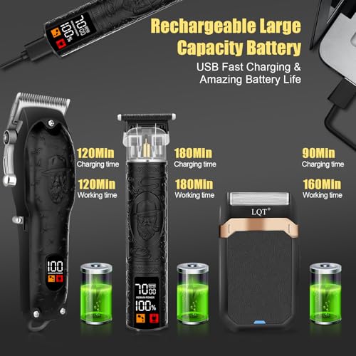 Men's Hair Clipper & Beard Trimmer Set - Professional Cordless Grooming Kit