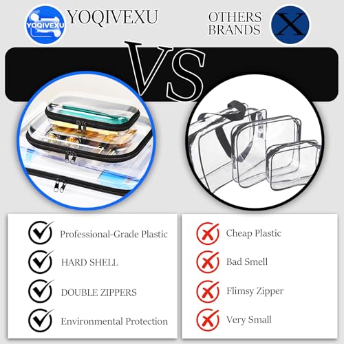 3 Pcs Clear Hard Zipper Case, Hard Shell Plastic Clear Organizer Bag, Transparent Makeup Pouches, Portable Box for Travel Toiletries, Toy Storage Bins (Black, Multi)