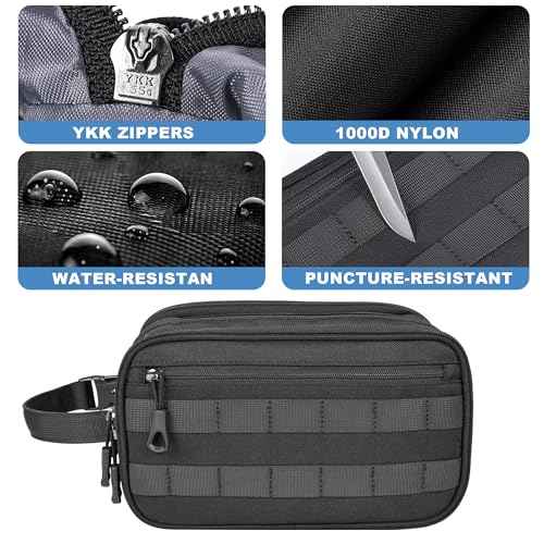 Hygiene Bag Tactical Inspired Mens Toiletry Shower Shave Kit Grooming Bag for Travel YKK Zippers Water-resistant Fabric Military Molle