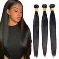 #1B Natural Black Straight Human Hair Bundles - 32 Inch, 3 Pack