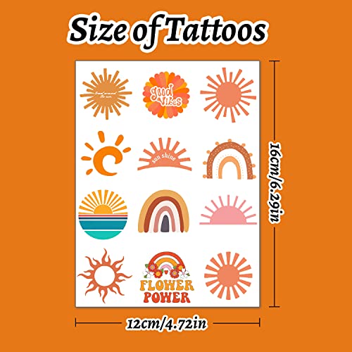 Sun Temporary Tattoos Party Favors - 192 PCS (16 Sheets)