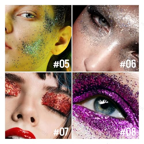 KYDA Chunky Glitter Stick - Face & Body Makeup, Red & Blue