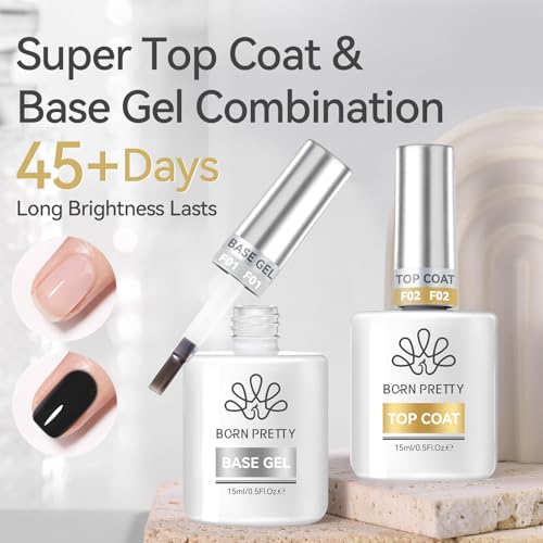 Born Pretty Base & Top Coat Gel Nail Set 15ml - 2x 15ml Base & Shine Top Coat (This Listing: 15ml Base and Top Coat Set)